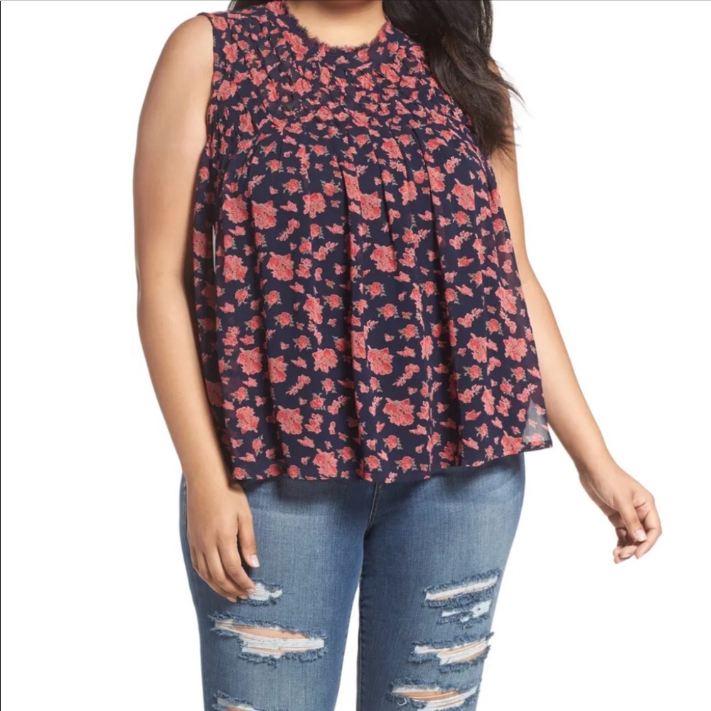 Lucky Brand Floral Print Flowy Sleeveless Blouse